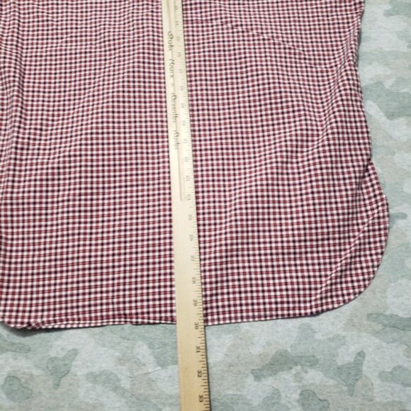 Billy Reid Shirt Mens Large Red Pockets Long Sleeve Button-Up Check - Picture 8 of 9
